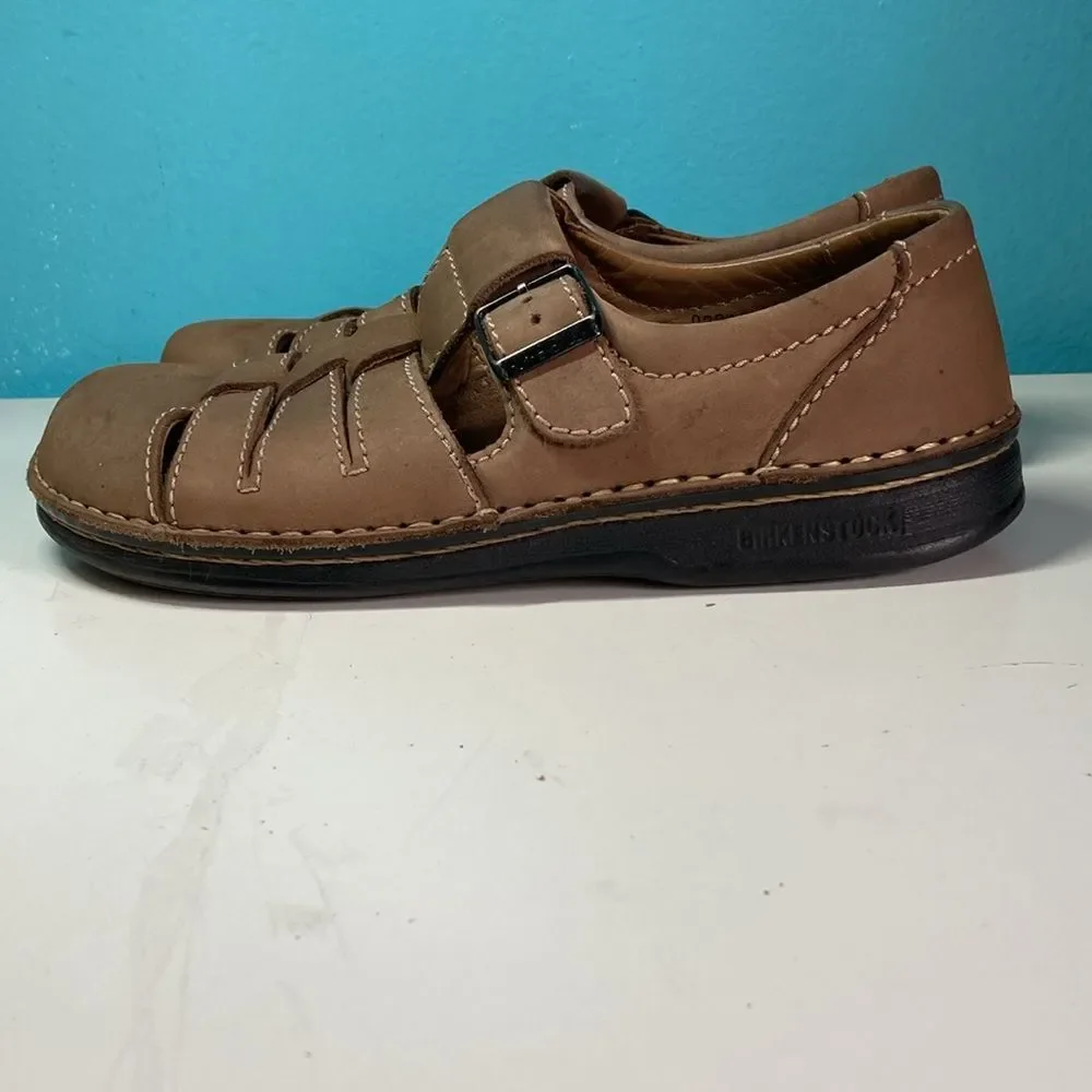 Birkenstock Footprints Classic Fisherman Sandal 41 Men 8 Women 10 Brown Leather